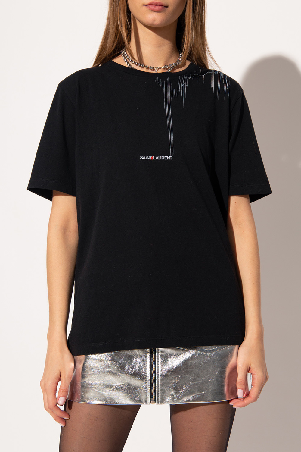 Yves saint laurent on sale women's logo t shirt